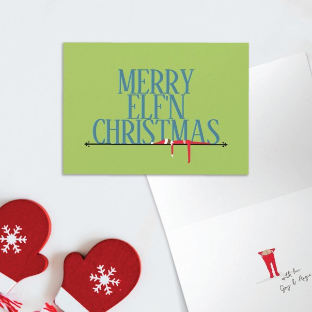 Carte de vœux pliée Elf Shenanigans Noël (Créateur téléchargé)