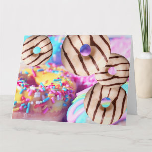 Carte de vœux pliée en forme de donut coloré