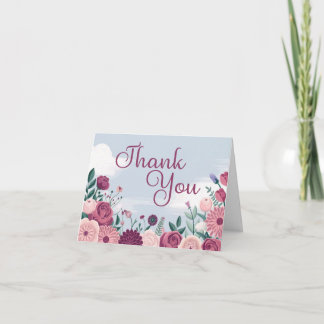 Carte de voeux pliée en Merci floral