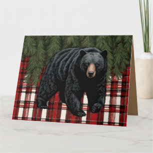 Carte de voeux pliée en silhouette d'ours noir