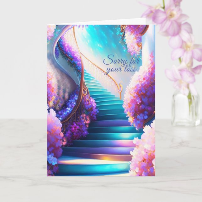 Carte de vœux pliée Escalier vers le ciel (Orchidée)