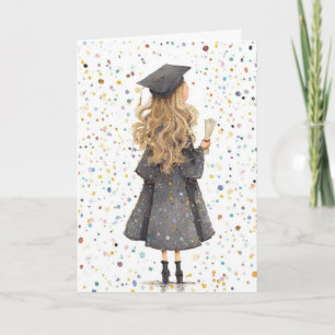 Carte de vœux pliée - Fille diplômée