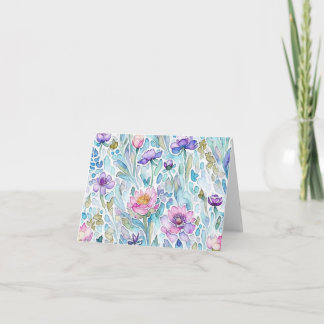 Carte de vœux pliée Fleur sauvage aquarelle