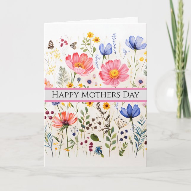 Carte de voeux pliée Fleur sauvage simple (Devant)