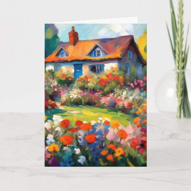 Carte de vœux pliée Fleurs de jardin de maison de  (Devant)