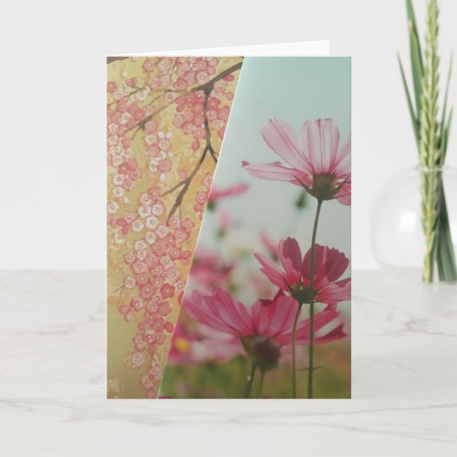 Carte de vœux pliée Fleurs Roses (Devant)