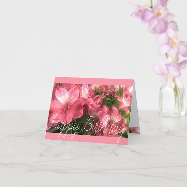 Carte de vœux pliée Fleurs roses jolies (Orchidée)