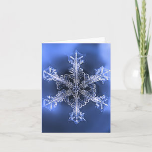 Carte de vœux pliée flocon de neige d'hiver bleu e