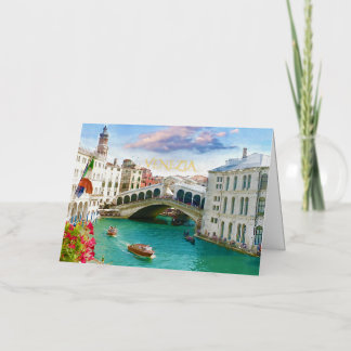 Carte de voeux pliée Foil de Grand Canal, Venise