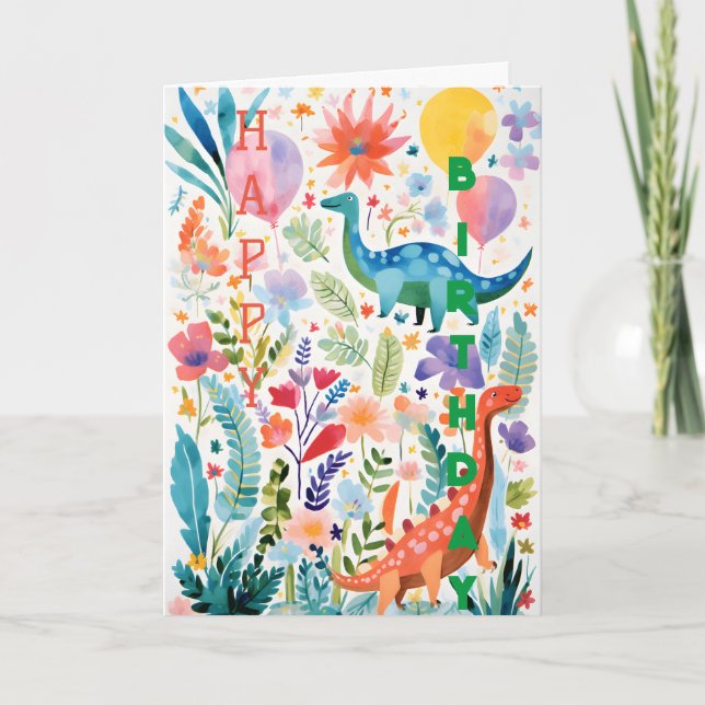 Carte de vœux pliée Fun Dinosaur Plant Collage (Devant)