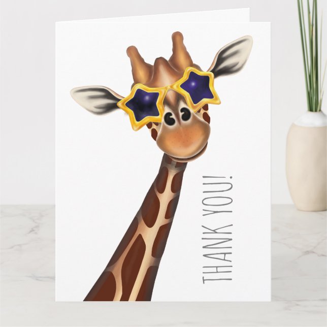 Carte de vœux pliée Girafe Merci (Devant)