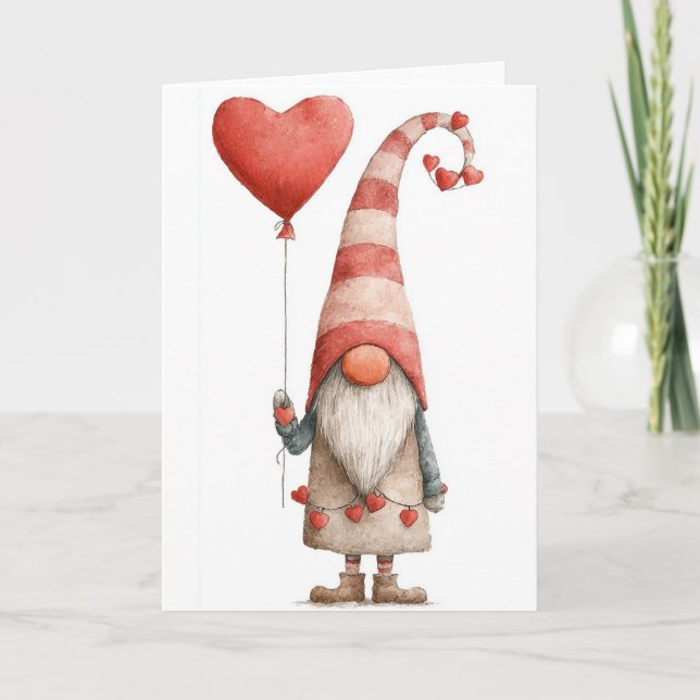 Carte de vœux pliée - Gnome de la Saint-Valentin a (Devant)