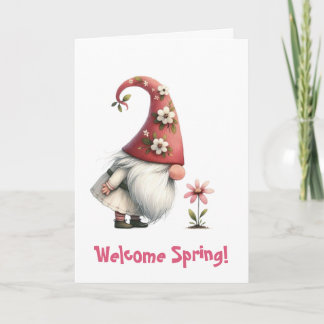Carte de vœux pliée - Gnome de printemps