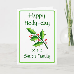 Carte de vœux pliée Happy Holly Day
