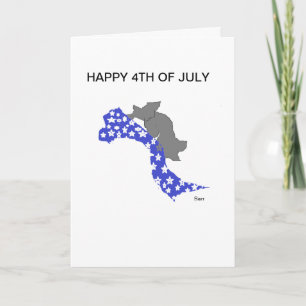 Carte de voeux pliée HEUREUSE 4 JUILLET