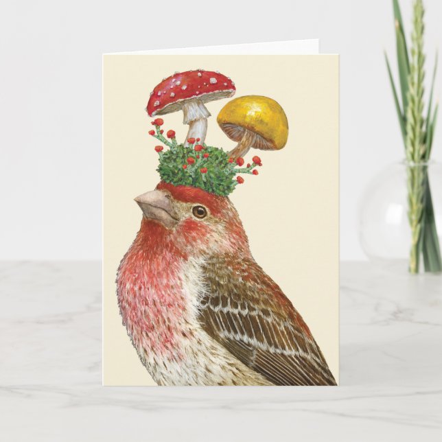 Carte de vœux pliée Howard aux champignons (Devant)