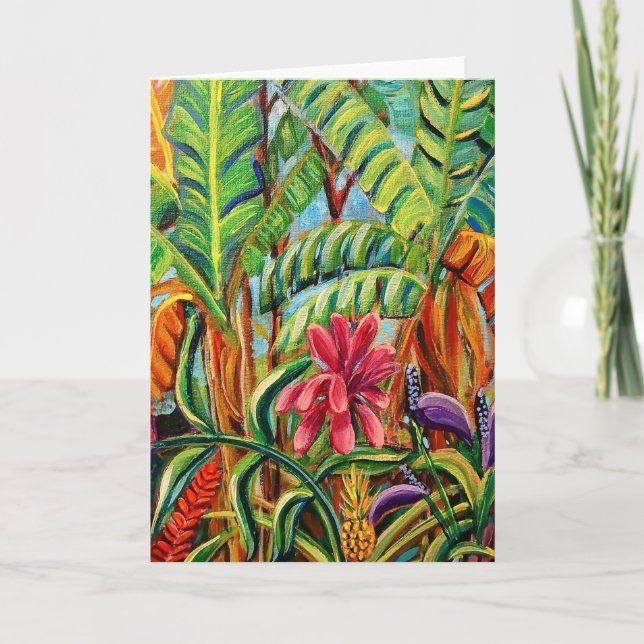 Carte de voeux pliée Jardin tropical (Devant)
