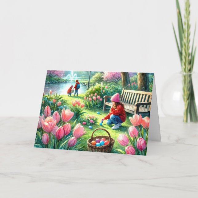 Carte de vœux pliée Joyeuses Pâques pour enfants (Devant)