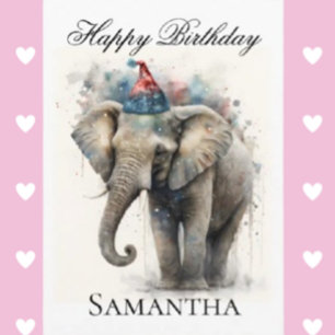 Carte de Vœux Pliée Joyeux Anniversaire Eléphant