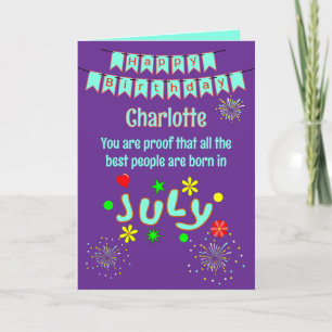 Carte de vœux pliée Joyeux Anniversaire Juillet