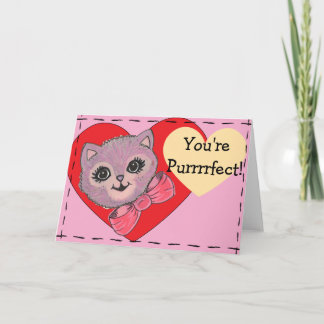 Carte de vœux pliée Kitty vintage vierge