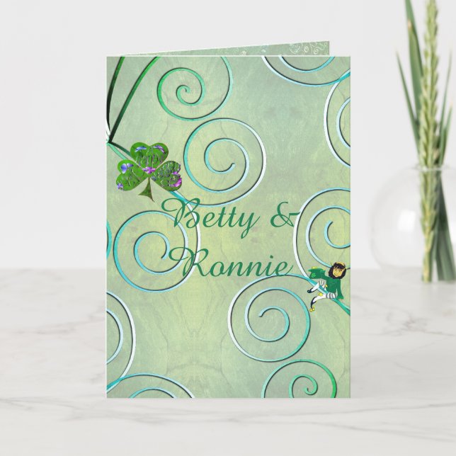Carte de vœux pliée Leprechaun Merci (Devant)