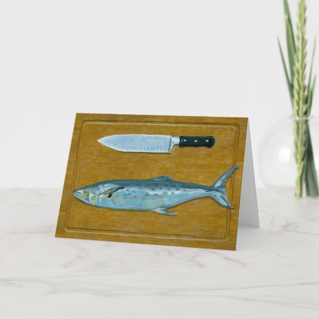 Carte de voeux pliée Mackerel et Knife (Devant)