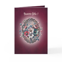 Carte de voeux pliée,  Magnolia framboise 