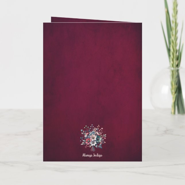 Carte de voeux pliée,  Magnolia framboise  (Dos)