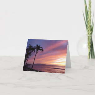 Carte de voeux pliée Maui Sunset et Palm Trees