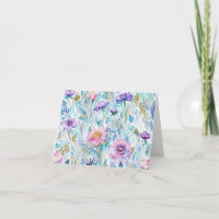 Carte de vœux pliée mélange de fleurs sauvages ble