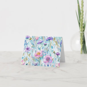 Carte de vœux pliée mélange de fleurs sauvages ble