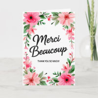 Carte de vœux pliée Merci Beaucoup Thank You