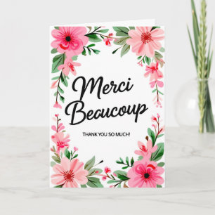 Carte de vœux pliée Merci Beaucoup Thank You