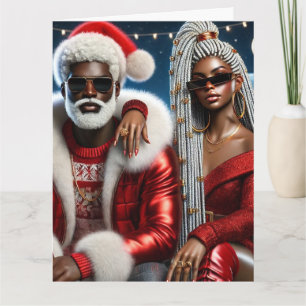 Carte de vœux pliée Monsieur et Madame Père Noël
