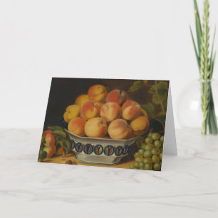 Carte de vœux pliée Nature morte aux pêches et rai