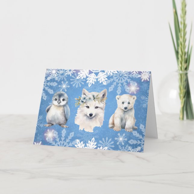 Carte de vœux pliée Noël blanc Arctique (Devant)