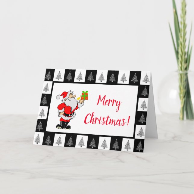 Carte de vœux pliée Noël noir et blanc (Devant)