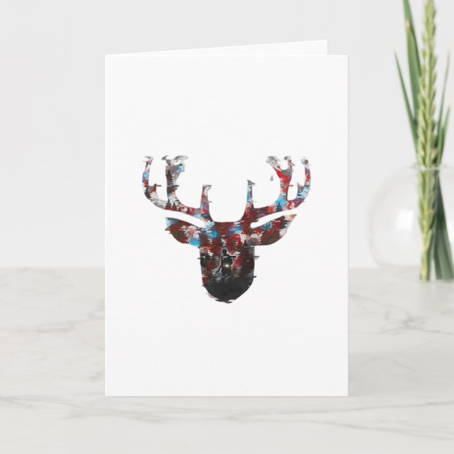 Carte de vœux pliée Oh Deer Minimal Style (Devant)