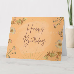 Carte de vœux pliée Orange Joyeux Anniversaire