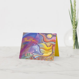 Carte de voeux pliée par colombe musicale de Merci