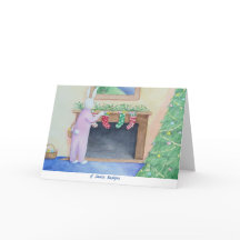 Carte de voeux pliée père Noël Bunny