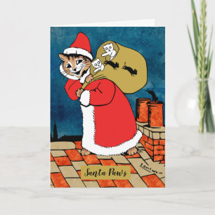 Carte de voeux pliée père Noël Paws