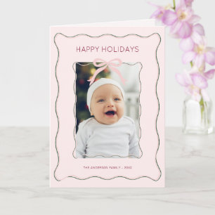 Carte de vœux pliée photo avec nœud minimaliste po
