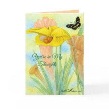 Carte de vœux pliée Plante Pitcher aux Pétales Pei