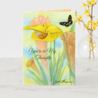 Carte de vœux pliée Plante Pitcher aux Pétales Pei