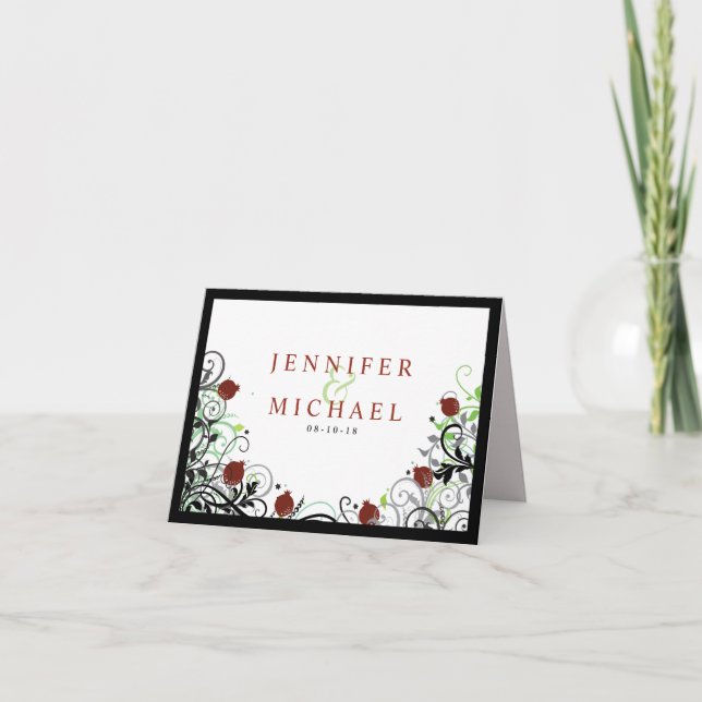 Carte de voeux pliée POMEGRANATE Mariage Merci (Devant)