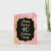 Carte de vœux pliée pour 40 ans d'anniversaire fab