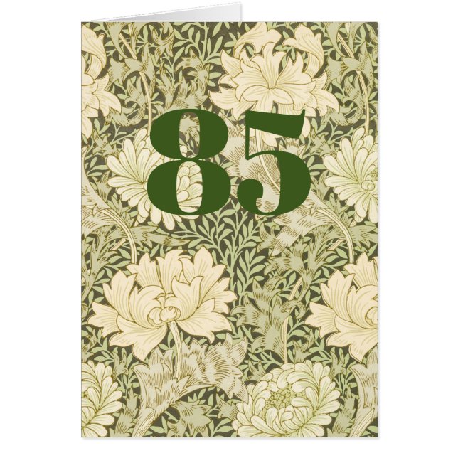 Carte de vœux pliée pour 85e anniversaire Floral (Devant)
