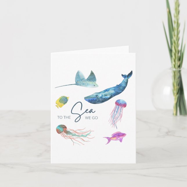 Carte de vœux pliée pour aller à la mer (Devant)